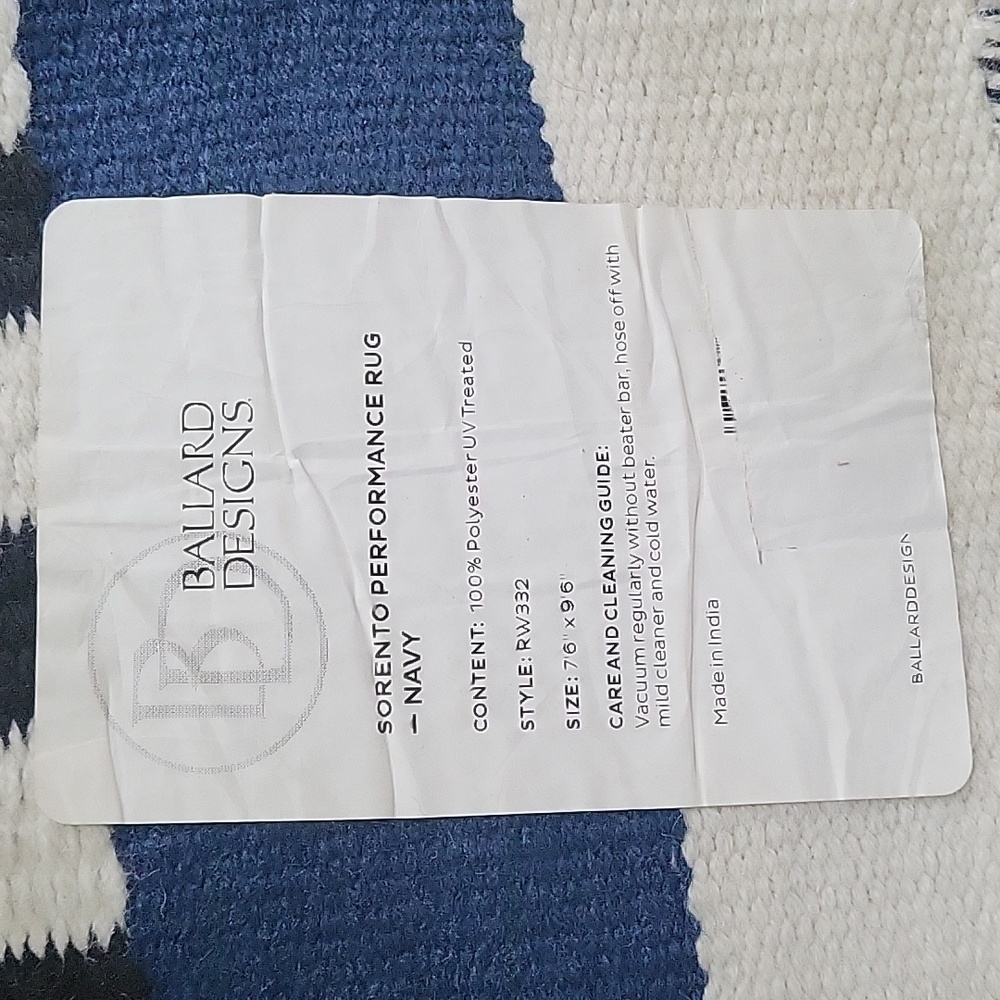 1 Ballard Designs Sorento Performance Rug Blue and White  199 - Picture 4 of 5